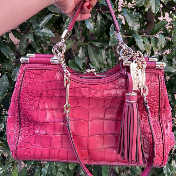 Coach LIMITED EDITION Croc Embossed Leather Satchel – Red – Style F26336 - Picture 10 of 11